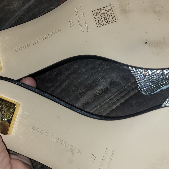 EUC Good American Kickstand Slide Sandal Mules Black Diamond size 11 - Picture 4 of 9